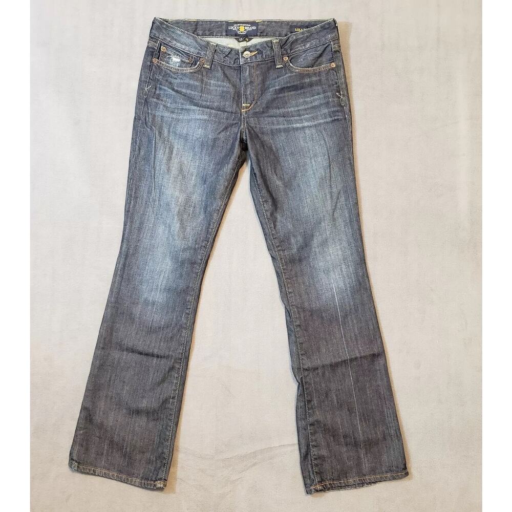 Lucky Brand Vtg Y2K Womens Sz 12x31 Lola Boot Denim Jeans Dark Wash Mid Rise